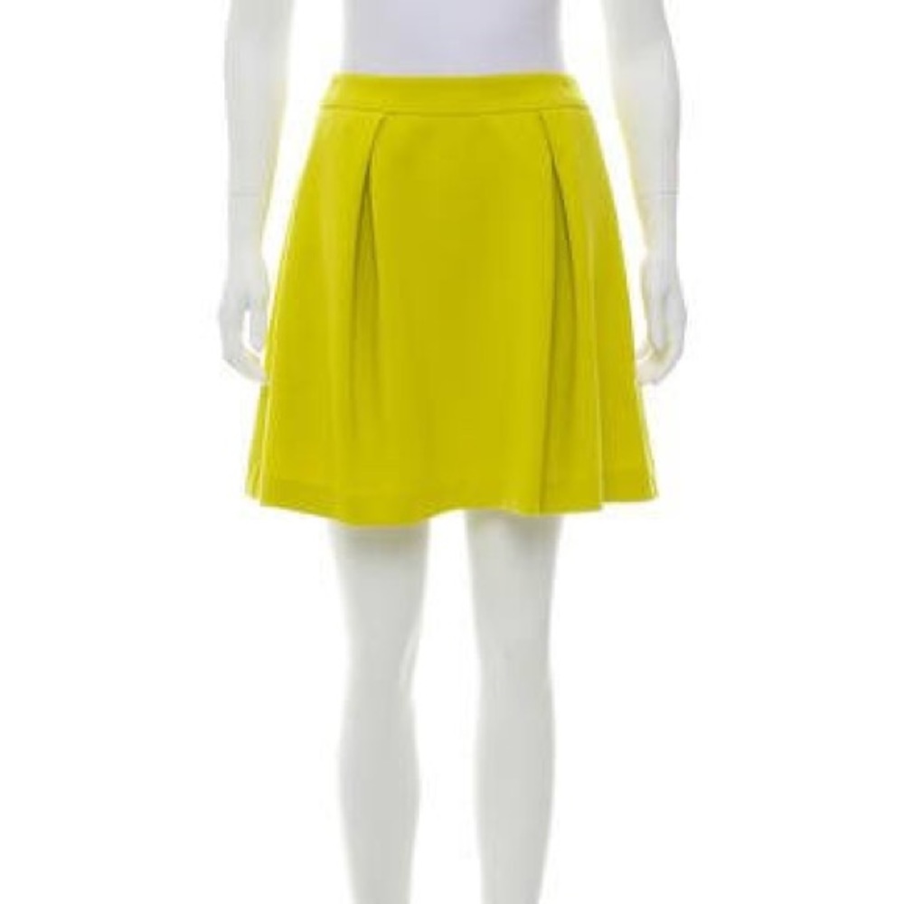 Trina Turk Chartreuse Pleated Mini Skirt